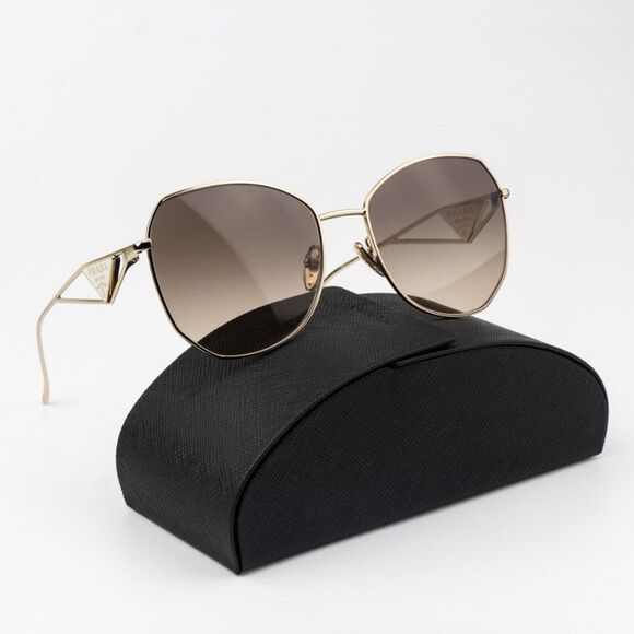 Prada Women Sunglasses Pale Gold Light Brown Grey Gradient PR57YS ZVN3 BRAND NEW - Picture 1 of 13